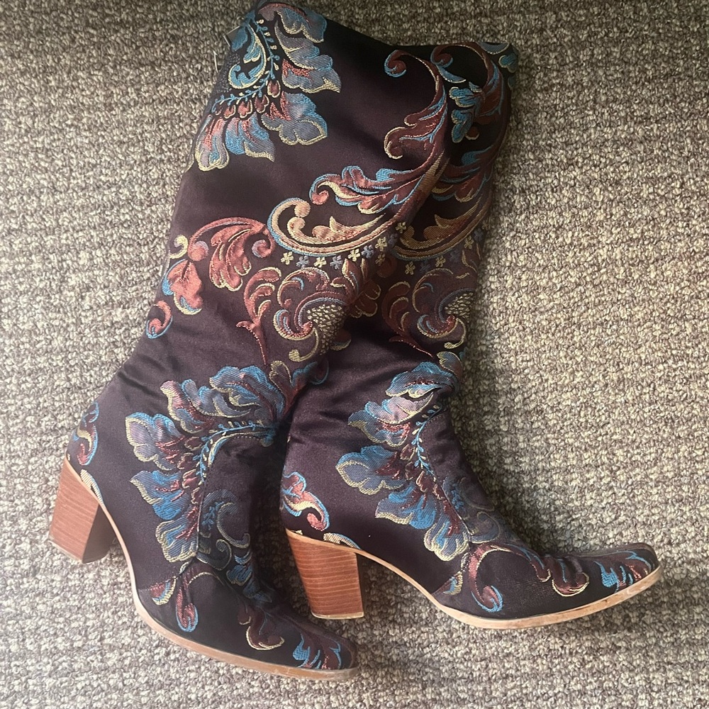 Custom Zeyzani Floral Turkish Embroidered Knee-High Boots